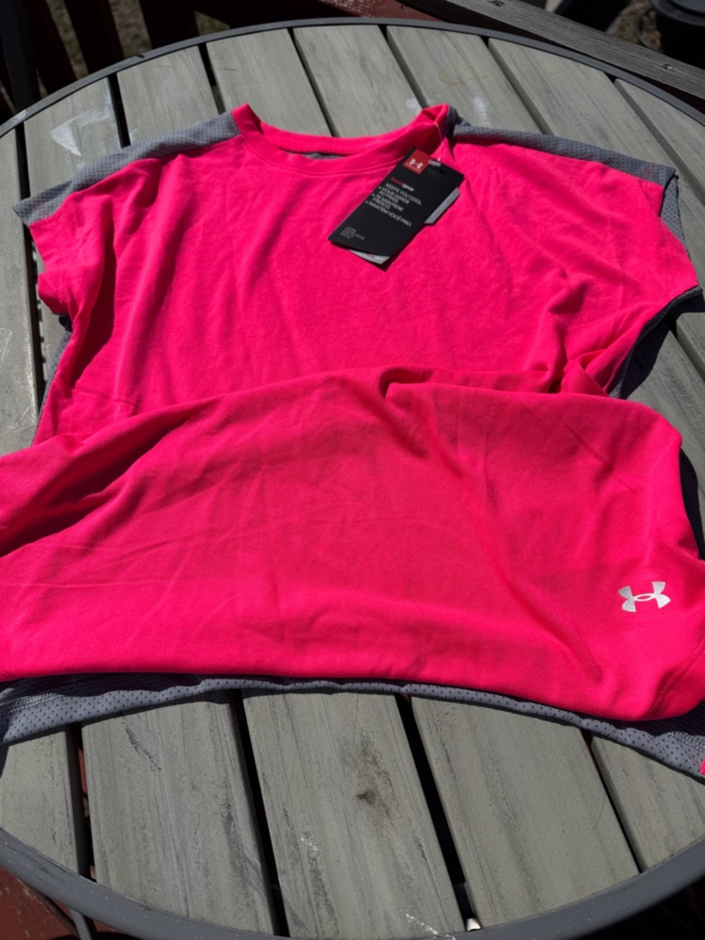 Under Armour Hot Pink and Gray HeatGear Performance Tee